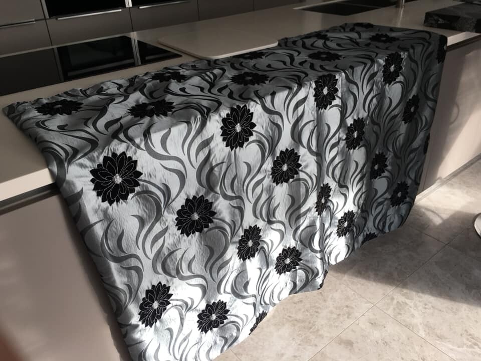 Laura Ashley Luxury Silver Black Grey Textured Pencil Pleat