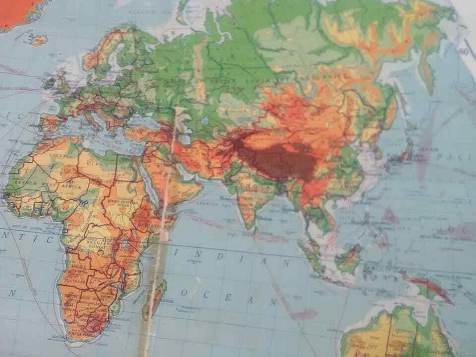 Vintage 1940's A.J. Nystrom & Co. Pull Down Map NO. LP98 55