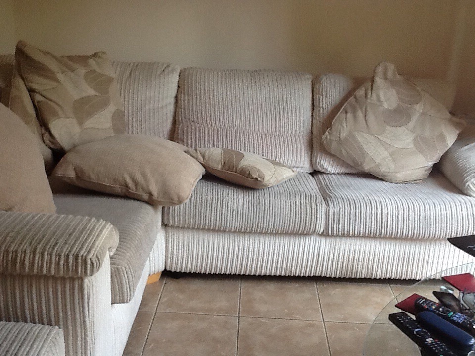 Right Arm Facing 2 Seater Deluxe Corner Sofa Bed in Soft Cord in