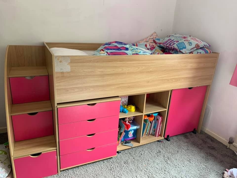 Cabin Bed With Desk Underneath And Storage Girls Bed With Stairs