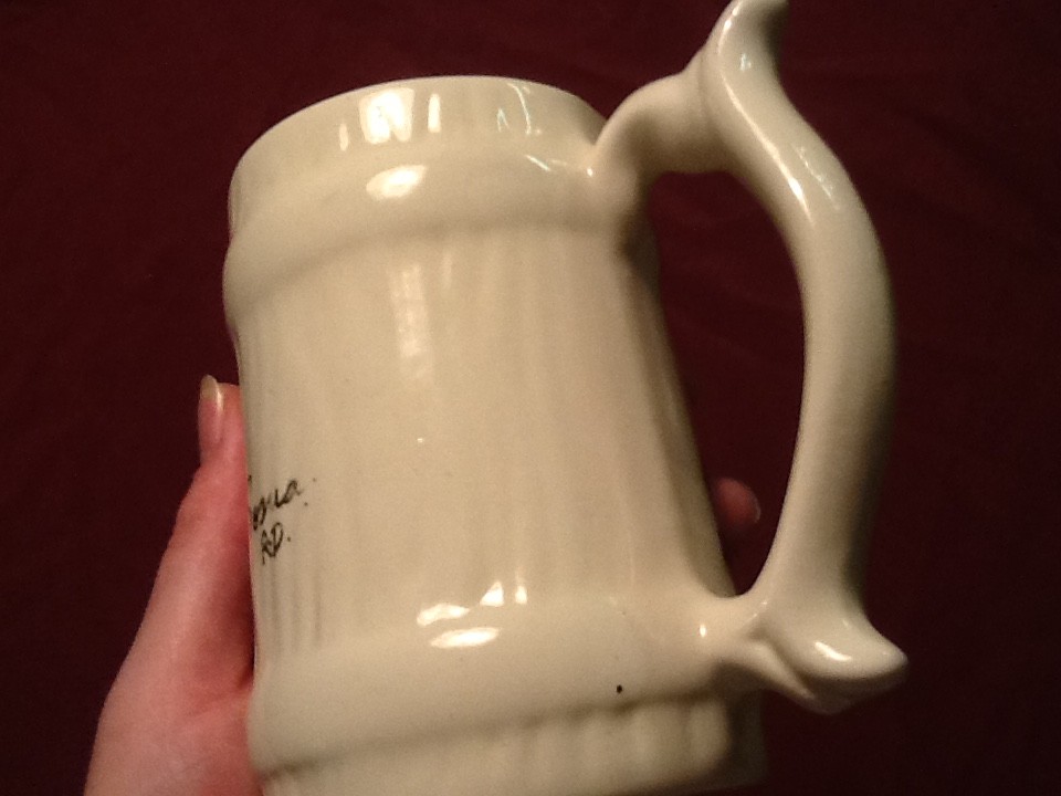 VTG Hand Painted Tea Cup Coffee Mug Designer Artist Nautical Ocean Boat Nature