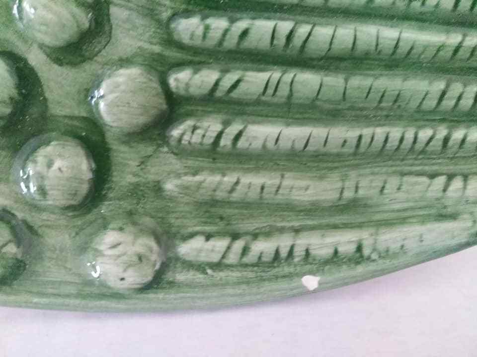 Vintage Boston Warehouse Ceramic Green Plate RAISED