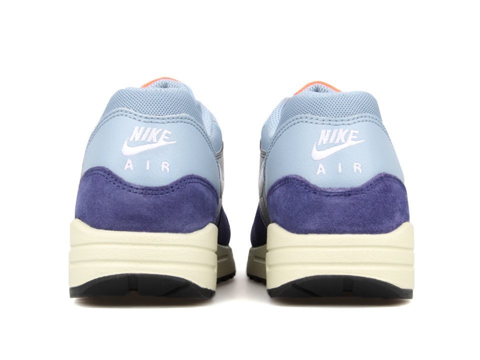 Pre-owned Nike Size 12 Women Air Max 1 Essential Shoes 599820 400 Blue White Black Red Grey