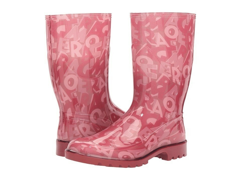 Salvatore Ferragamo 259423 Womens Farabel Rubber Boots Transparent Pink Size 6 M