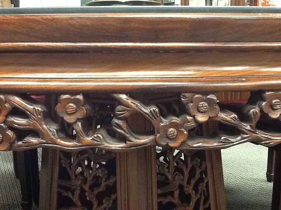 VINTAGE ROSEWOOD CHINESE DINING ROOM WITH CHINA CABINET, TABLE AND 12 CHAIRS