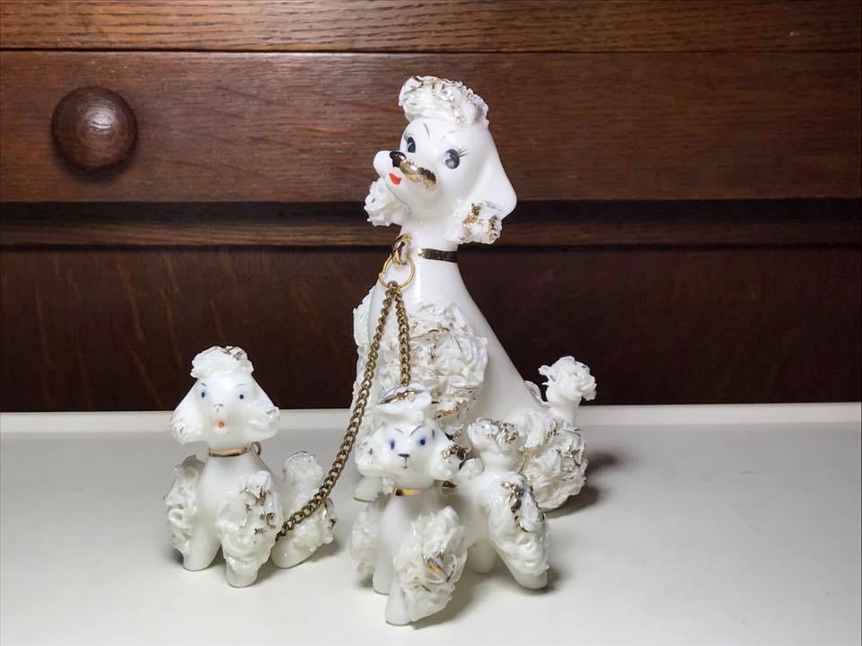 Set of 3 Vintage Ceramic Spaghetti Poodles