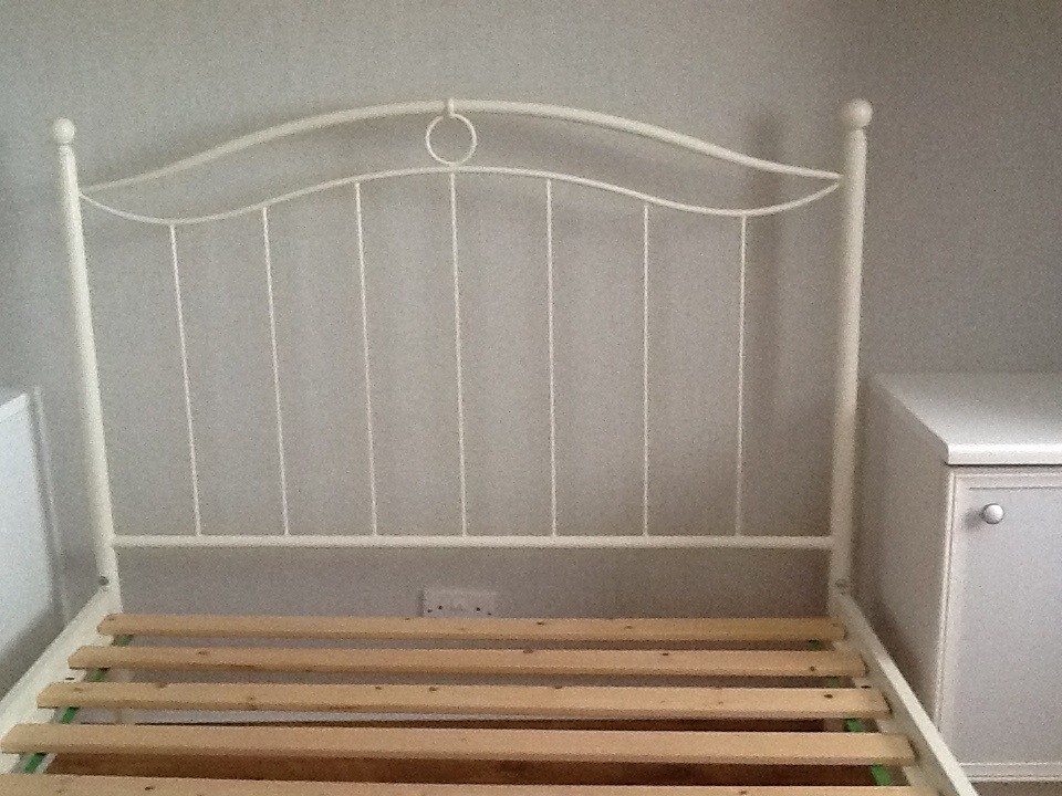 4ft 6 cream metal double bed frame | in West Calder, West Lothian | Gumtree