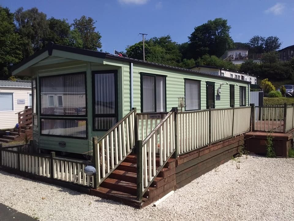 SITED STATIC CARAVAN FOR SALE AT A GREAT PRICE DECKING INCLUDED STUNNING MODEL AYRSHIRE