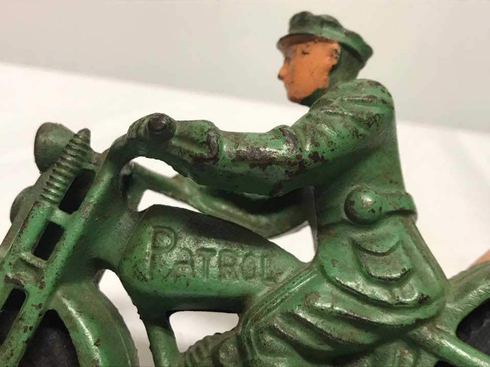 Antique Hubley Cast Iron Patrol Motorcycle