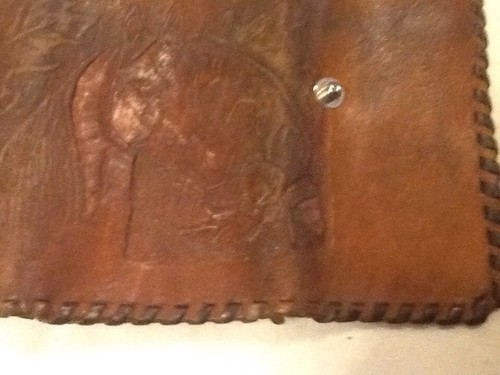 Vintage 2 Pieces 1 Hand Tooled Leather Coin Purse & 1 Key Holder Stitched