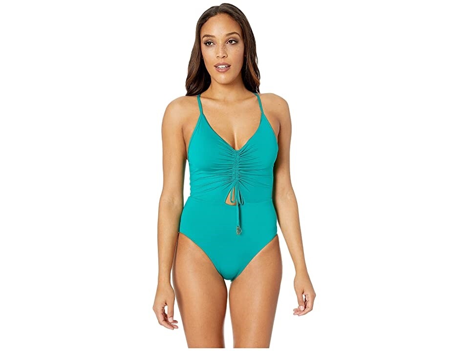 SOLUNA SWIM Women's 239772 Under The Sun Shirred Front One-Piece Swimsuit Size L