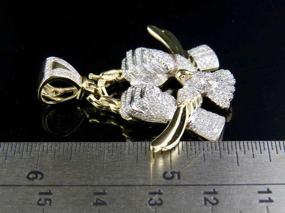 ONLINE0369 MEN'S FREEDOM CHARM PENDANT ROUND GENUINE MOISSANITE YELLOW GOLD PLATED SILVER