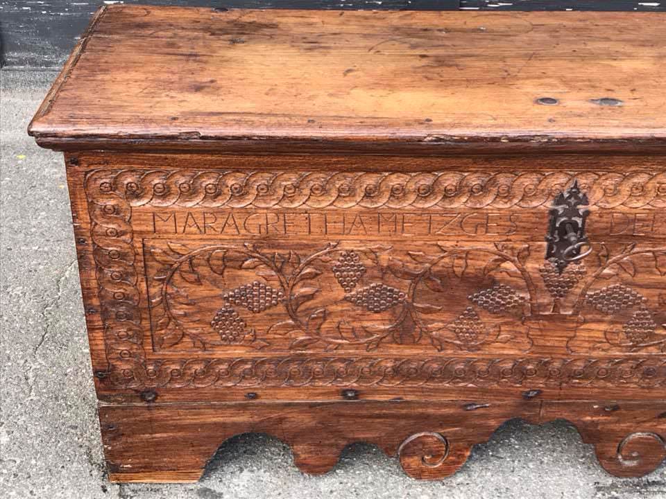 Antique 1746 Hand Carved  Dowry box