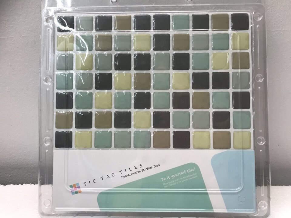 Tic Tac Tiles 3d Peel Stick Wall Tile In Mosaic Mintgray Sqw10 10 Sheets For Sale Online