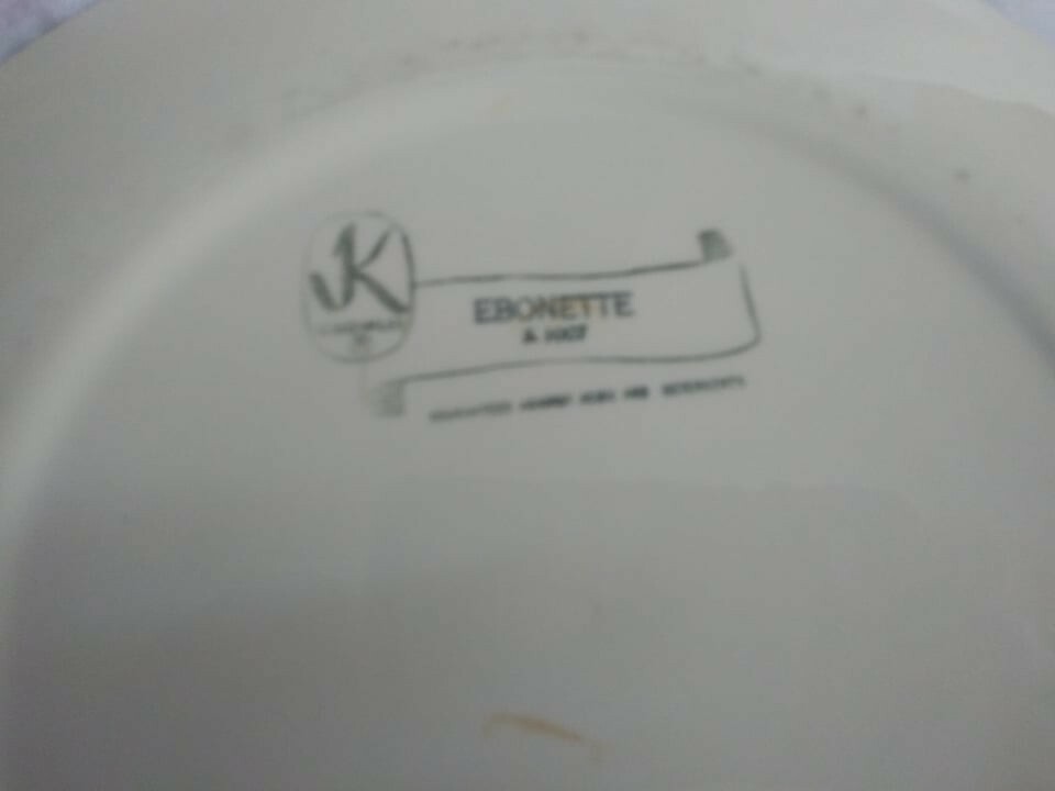 RARE (22 pcs) Knowles Ebonette 6 Dinner & 8 dessert plates 8 cups Mid-Century