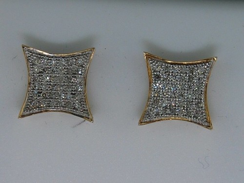 Pre-owned Jfl Diamonds & Timepieces Diamond Studs Kite Shape Pave Earrings .925 Sterling Silver 1/5 Ct In White