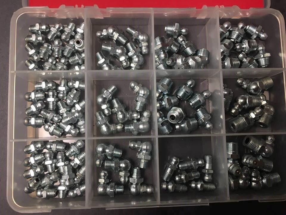 100 Pc Mize Popular Sizes Standard Grease Zerk Fitting Assortment Case ZA100
