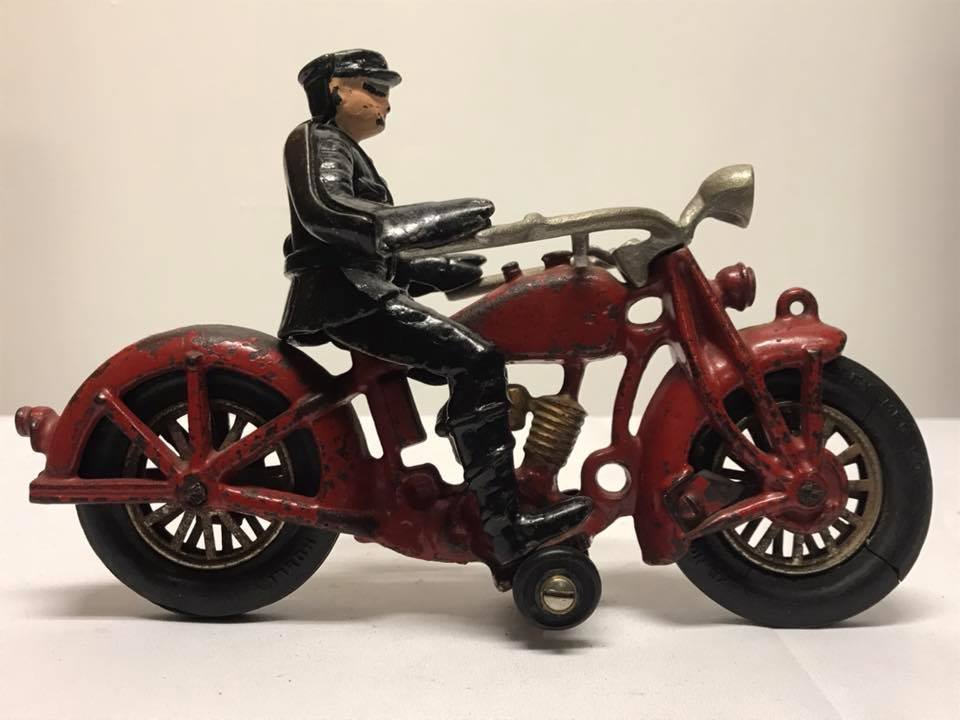 Antique Cast Iron Hubley Red Motorcycle
