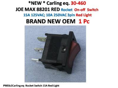Philmore 30-460 SPST ON-OFF, 125V Lighted Red Mini Rocker Switch 15A@125V AC