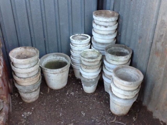 Vintage Collection of concrete flower pots 28 in all | Pots & Garden