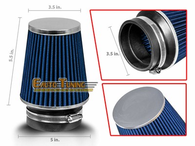 BLUE 3.5'' Inches Inlet Cold Air Intake Cone Dry Type Narrow FILTER For Acura