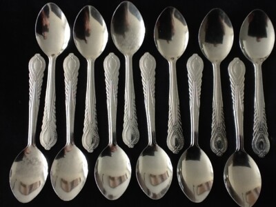 6 Sugar Spoons Set Coffee Tea Spoon Stainless Steel Tiny Small 1/2 Doz  4'