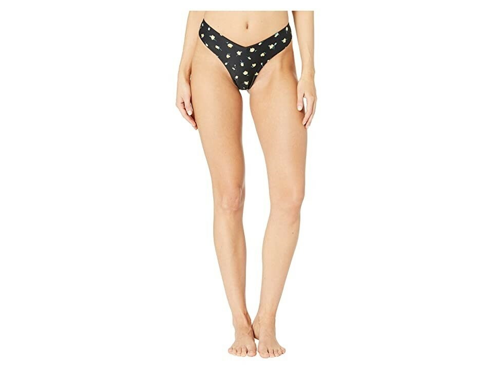 Onia Women's 187453 Delila Black Retro Rosebud Bikini Bottom Swimwear Size L
