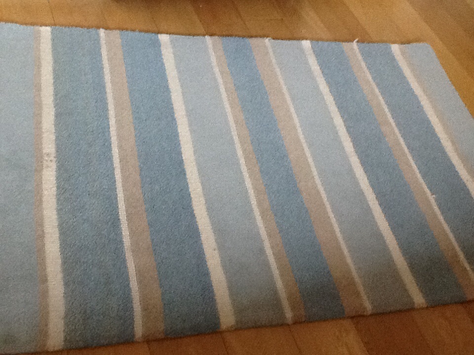 Laura Ashley Bexley Duck Egg stripe wool rug in Fair Oak, Hampshire