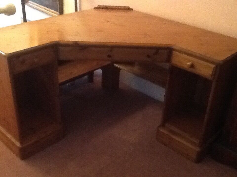 Pine Corner Desk With Keyboard Draw And Storage In Hatfield