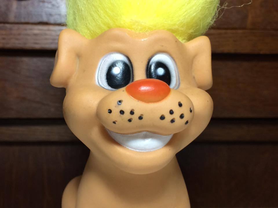 Vintage troll dog hard rubber toy