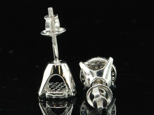 Pre-owned Jfl Diamonds & Timepieces Diamond Studs Ladies 10k White Gold Round Cut Pave Designer Earrings 1/4 Tcw.