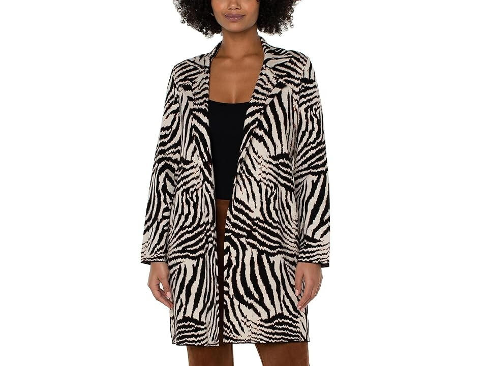 Liverpool Los Angeles Open Coatigan Sweater Women's XS Abstract Zebra Jacquard - Picture 1 of 17