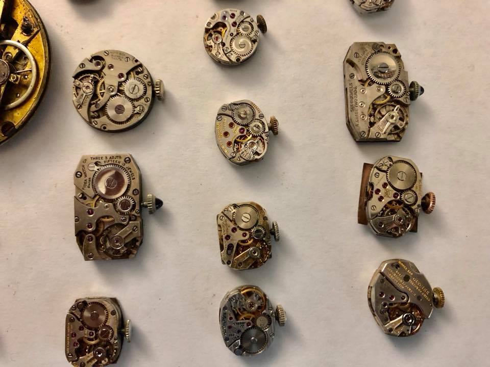Lot of 53 Watch Movements for Parts Steampunk Gruen Hamilton Bulova and More!