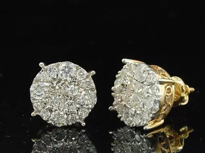 3CT Lab Created Round Lab Created Diamond Stud Earring 14K Yellow Gold Plated