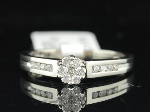 JFL DIAMONDS & TIMEPIECES DIAMANT BLUMEN VERLOBUNGSRING 10K WEISSGOLD RUND SCHLIFF 0.27 KARAT