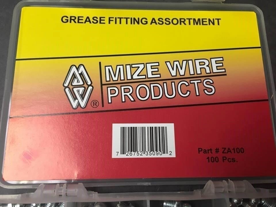 100 Pc Mize Popular Sizes Standard Grease Zerk Fitting Assortment Case ZA100