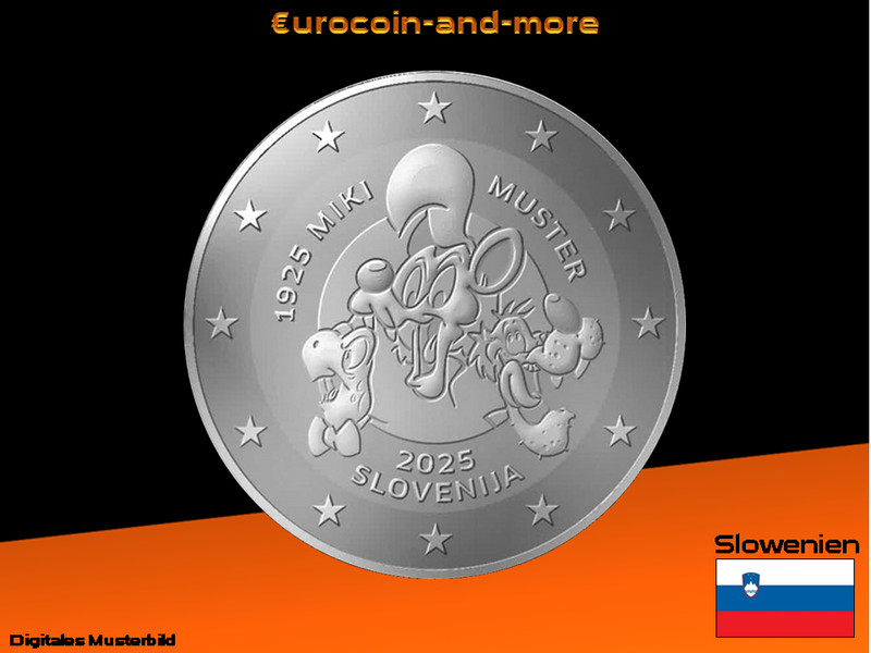 2 Euro Slowenien 2025 100. Geburtstag Von Miki Muster