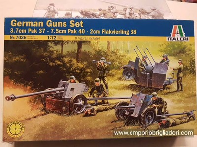 Gun Set German WWII 1/72 Italeri Plastic Kit No 7026