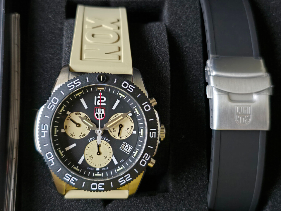 Pre-owned Luminox Xs.3150.set Pacific Diver Bonus Strap Black Sapphire Men's Watch
