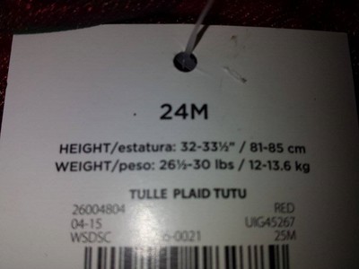 Tulle Plaid Tutu      Size 24 months   Red/ Green   NWT