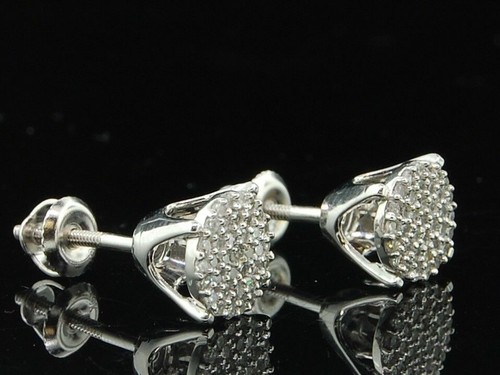 Pre-owned Jfl Diamonds & Timepieces Diamond Studs Ladies 10k White Gold Round Cut Pave Designer Earrings 1/4 Tcw.