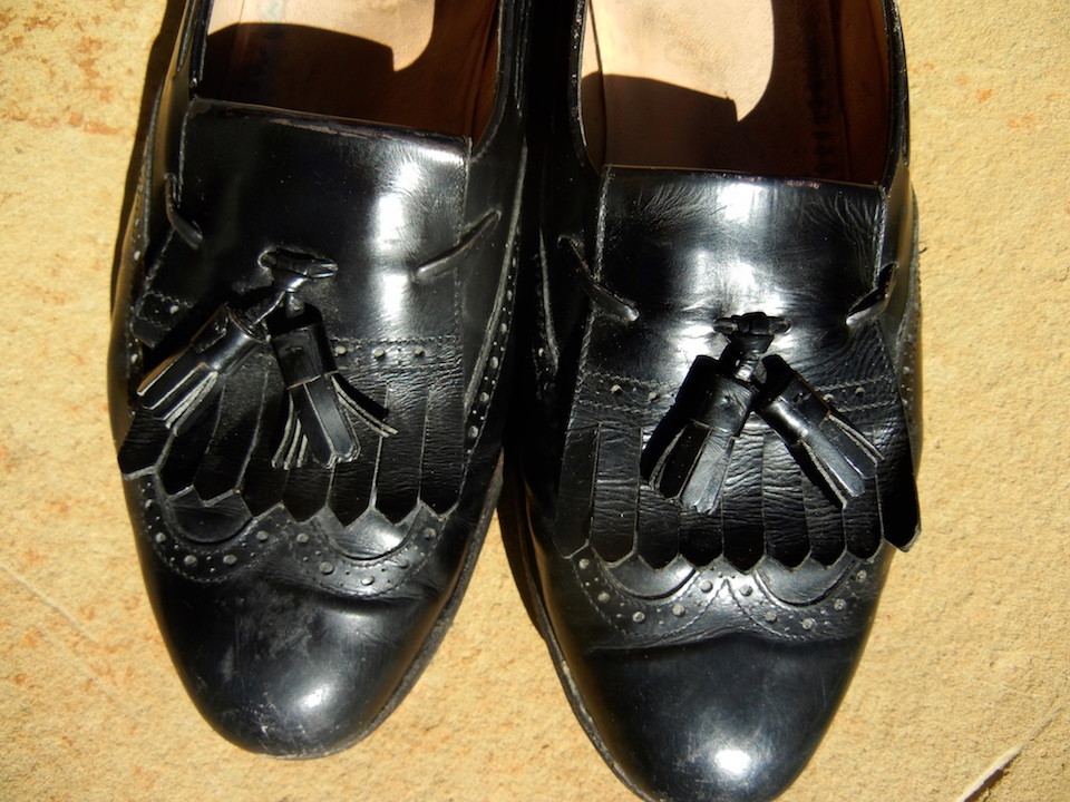 Vintage Tassel Fringe Top Loafers 10-1/2 D -Handsome Black Shoes 10.5D FREE SHIP