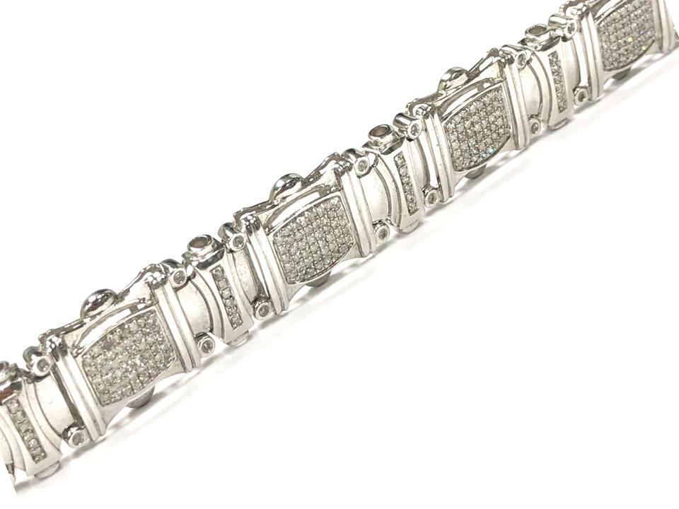 Pre-owned Online0369 3.48 Ct Round Cubic Zirconia Mens Designer Link Bracelet In 925 Over Silver In Black