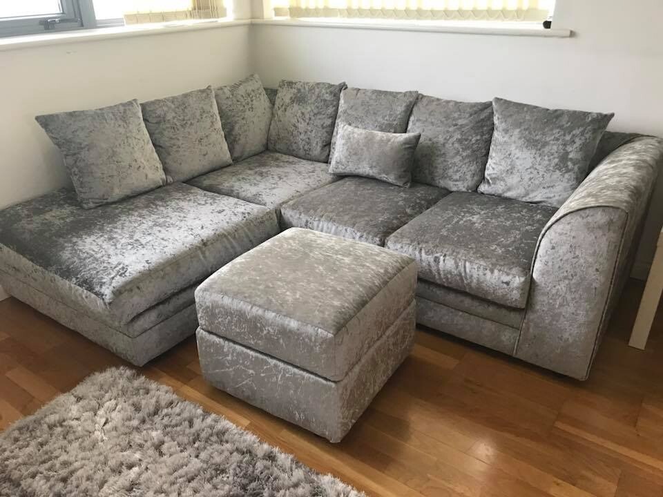 NEW CRUSH VELVET CORNER/3+2 SOFA AVAILABLE IN DIFFERENT COLORS in