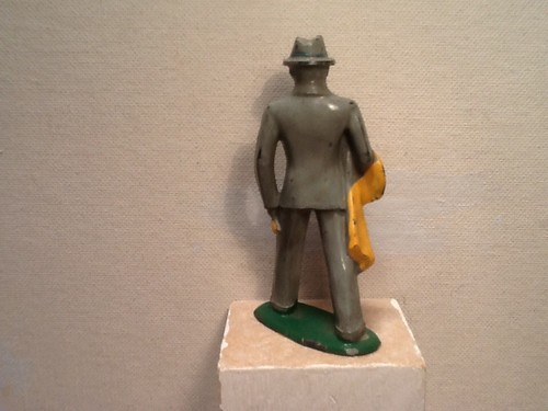 Vintage Barclay lead man in gray suit. 3