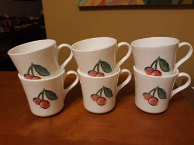 NEW Corning Corelle Ware Fruit Basket Coffee/Tea Cup/Mug  Apple Cherry Set Of 6 