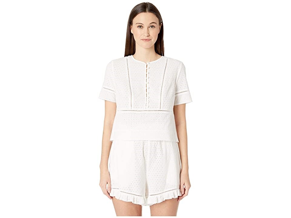 Jonathan Simkhai 266546 Women Embroidered Button Down Tee Size Large