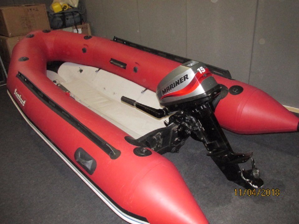 Zodiac bombard aerotech inflatable boat mariner 15hp outboard plus trailer rib dinghy tender