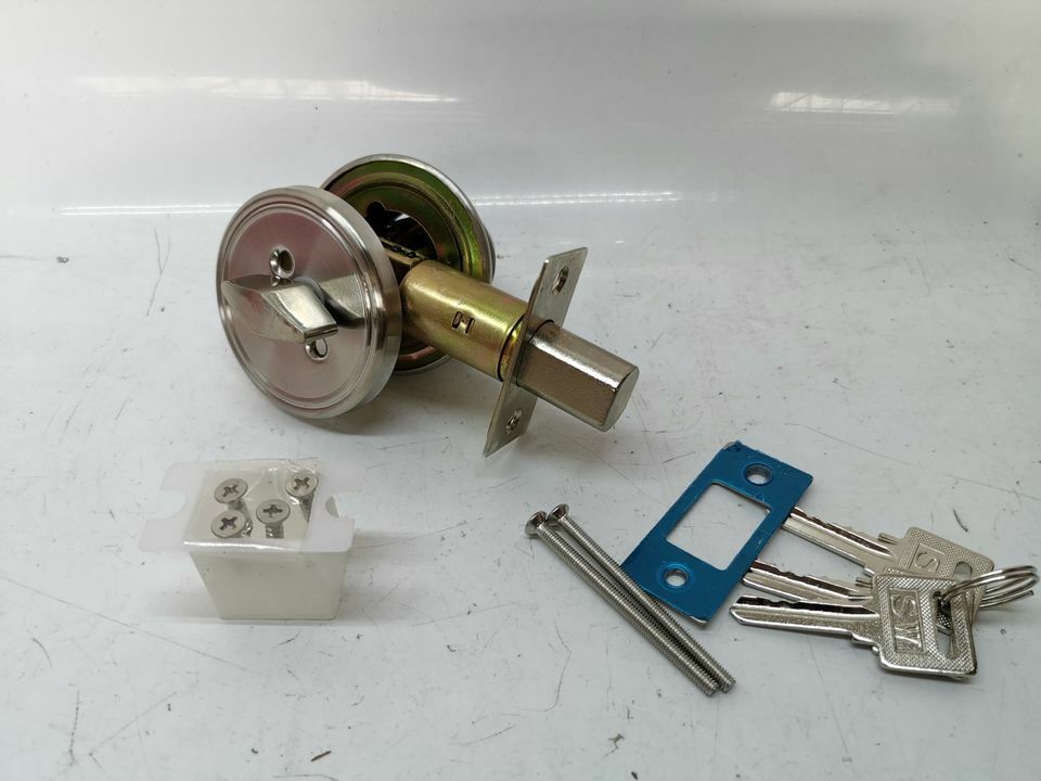 STAINLESS STEEL DEADBOLT ROUND DEADLOCK DOOR LOCK SATIN FINISH SAFETY