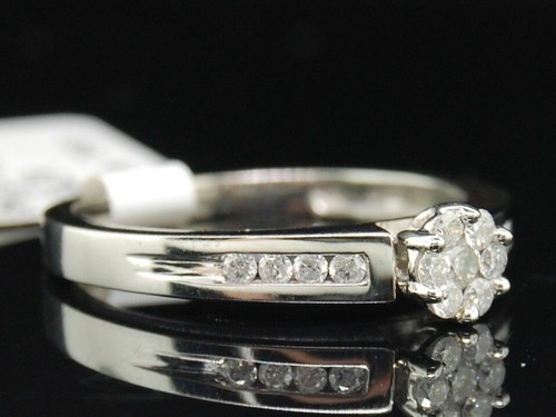 JFL DIAMONDS & TIMEPIECES DIAMANT BLUMEN VERLOBUNGSRING 10K WEISSGOLD RUND SCHLIFF 0.27 KARAT